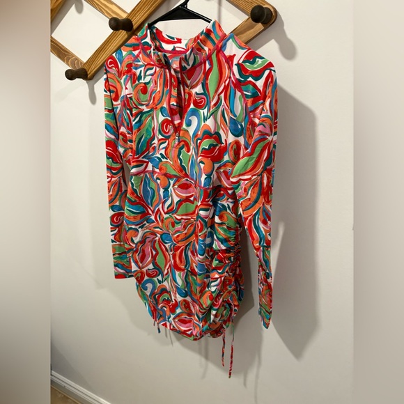 Coolibar Hokulani Ruche Swim Shirt with UPF 50+ sun protection - Picture 4 of 10